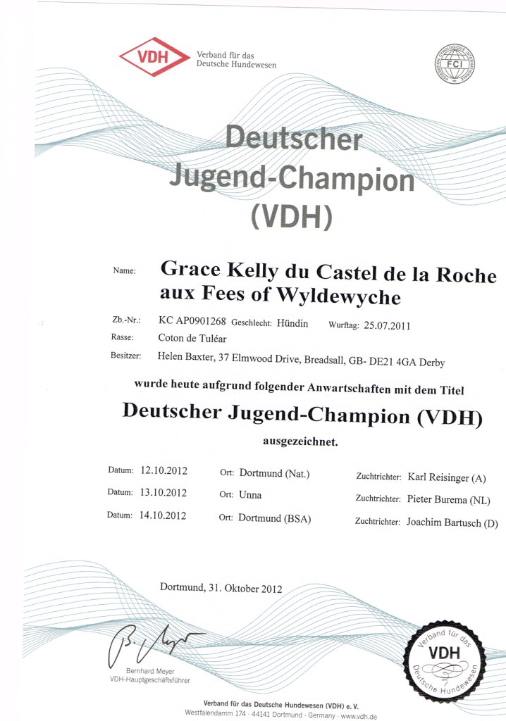 Titre Jeune Championne d'Allemagne